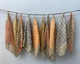 Set of 10  Hand printed bandana,Neckkerchief,Handkerchief,Necktie made with natural colours gift item