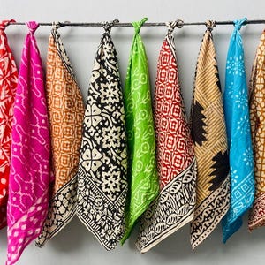 Set of 10  Hand printed bandana,Neckkerchief,Handkerchief,Necktie made with natural colours gift item