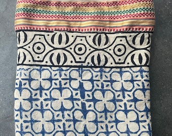 Hand Block Print Cotton Sarong: Decorative Jari Dupatta