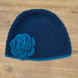 Flower Winter Hat - Crocheted Womens Winter Hat - Artsy Girls Cap - Warm Snow Beanie - Accent Flower Hat - Handmade - Fall Autumn Winter Hat