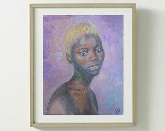 African Woman Oil Painting  Nigerian Artwork Female Portrait  Black Girl Wall Art Dark Skinned Girl Fashion Home Decor by AGA