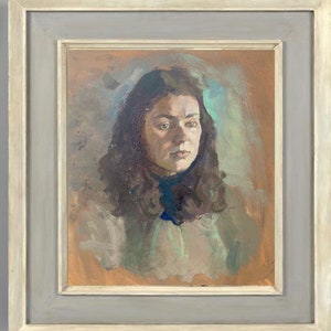 Brunette Lady Oil Portrait Original Painting Beautiful Woman Impressionism Art  Young Girl Contemporary Artwork by AGA