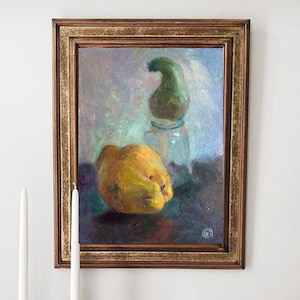 Fruit Oil Still Life Food Small Painting Kitchen Wall Art Summer Fruits Artwork Pear Home Decor Garden Artwork  Harvest artwork by AGA