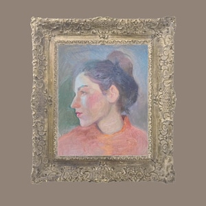 Impressionismo Senhora Retrato a Óleo Modernismo Arte Bela Mulher Perfil Art Nouveau Século 20 Vintage Decoração de Casa Jovem Arte por AGA