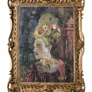 Mujer francesa esperando un caballero retrato al óleo pintura original decoración de la pared renacentista hermosa mujer obra de arte medieval por AGA