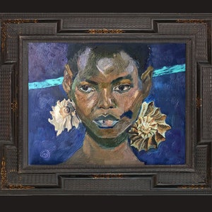 Deusa Tétis Retrato a Óleo Pintura Original Mitologia do Mar Retrato Feminino Simbolismo Arte Arte Contemporânea de Parede por AGA