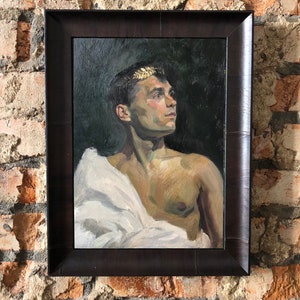 Retrato a óleo de César, pintura original, arte renascentista, parede, decoração vitoriana, homem medieval, arte vintage, AGA