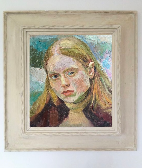 女性肖像画 油彩画 女の子の油絵肖像画 オリジナル絵画 金髪美女 ウォールアート