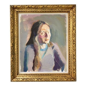 Minimalism  Woman Oil Portrait  Abstract Face Artwork Contemporary Female Portrait  Impressionist Wall Art by AGA