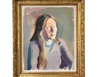 Minimalismo Mulher Retrato a Óleo Rosto Abstrato Arte Contemporânea Retrato Feminino Impressionista Arte de Parede por AGA