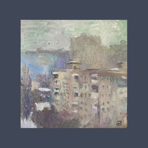 Cityscape Original Oil Painting Landscape Wall Art House Oil Painting Architecture Art Impressionism Wall Decor   by AGA