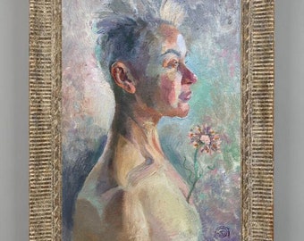 Woman In Love Oil Portrait Original Painting Symbolic Artwork Female Portrait Impressionism Wall Art by AGA