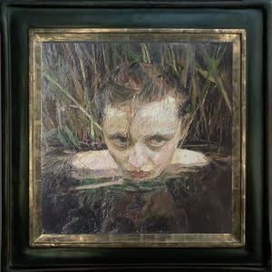 Retrato al óleo de una bruja del pantano, pintura original, arte oscuro, obra de arte gótica, impresionismo, decoración del hogar, arte mitológico de AGA