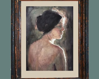 Retrato de Lady Swan en acuarela, pintura original, hermosa mujer, arte romántico, decoración floral para el hogar, retrato femenino, arte gótico para pared de AGA