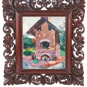 Stufa Acquerello Paesaggio Pittura originale Esterno Parete Arte in miniatura Opera d'arte Country Decor Village Home Decor by AGA