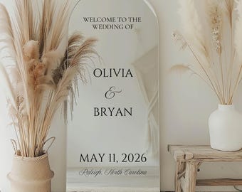 Wedding Welcome Sign Mirror Decal | Custom Names & Date