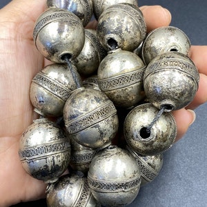 Vintage Turkmen Silver Beads: Traditional Jewelry Supplies (19 Piece)