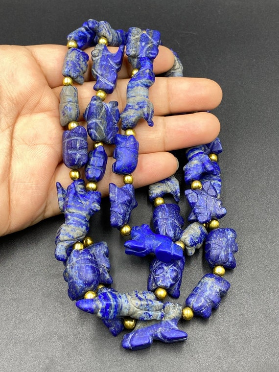 Rare!!!old ancient lapis lazuli beads mixed animal