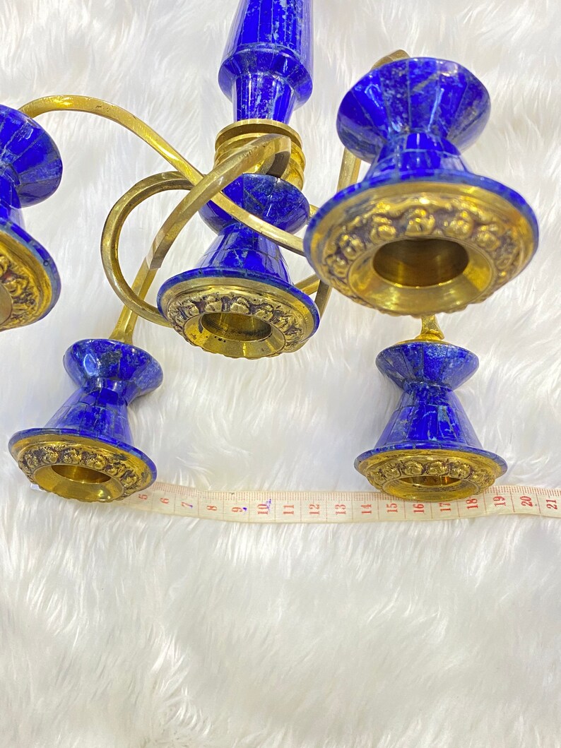 Very beautiful high quality natural lapis lazuli stone handmade candle holder decor from Afghanistan image 9