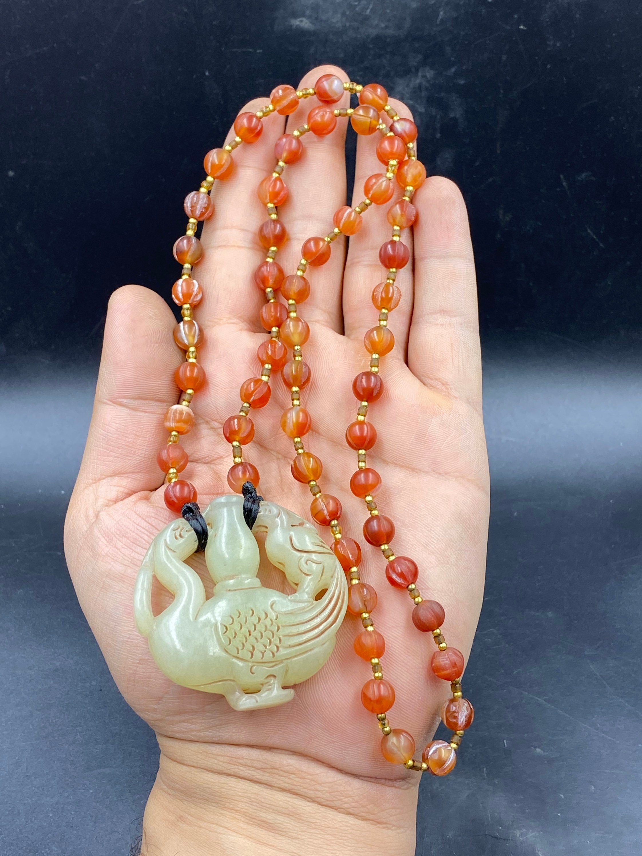 Carved sale carnelian pendant