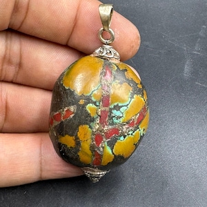 wonderful old antique natural Tibetan turquoise Coral stone pendent