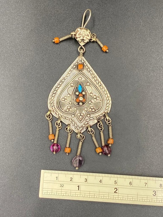 Old solid silver Afghan earring