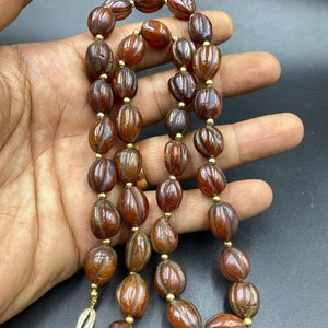 Very beautiful vintage old pumpkin oval shape Carnelian necklace