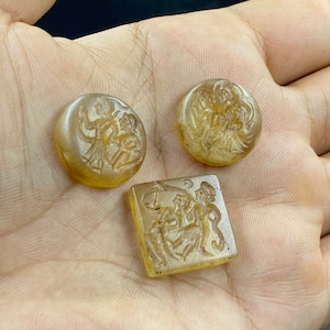 Auténtico antiguo cabujón tallado en cristal natural intaglio 3 PC