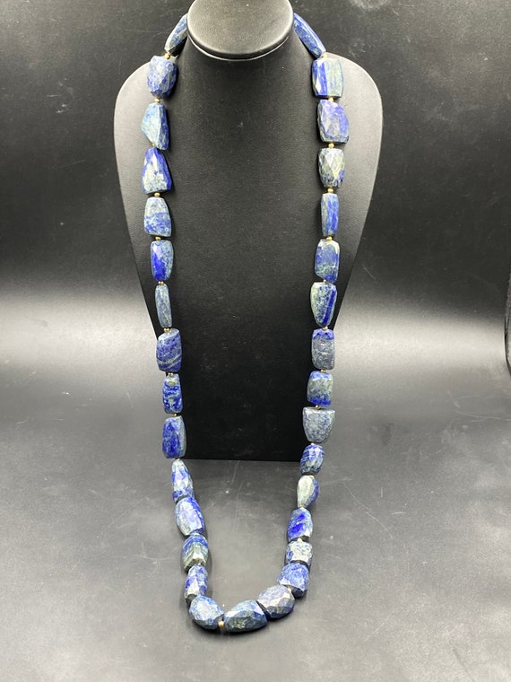 Very beautiful color lapis lazuli stone beaded di… - image 3