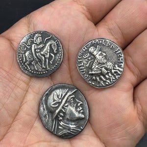 Very beautiful old ancient genuine Roman Greek solid silver coins