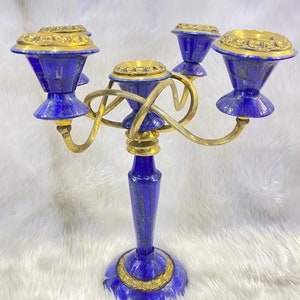 Very beautiful high quality natural lapis lazuli stone handmade candle holder decor from Afghanistan image 10