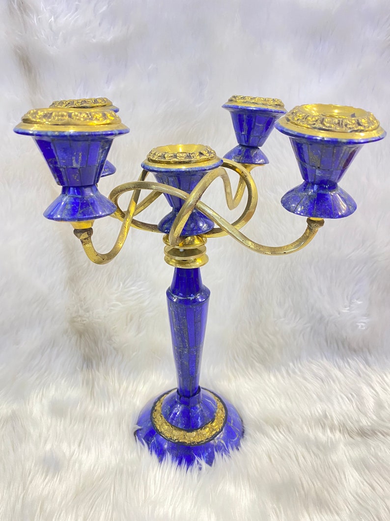 Very beautiful high quality natural lapis lazuli stone handmade candle holder decor from Afghanistan image 10