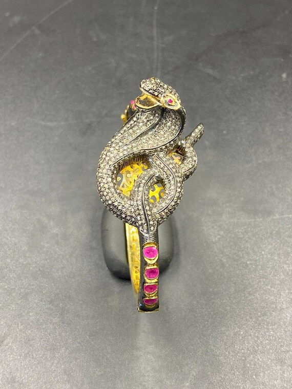 Beautifull snake shape genuine rose cut diamond w… - image 3