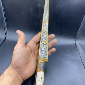 Wonderful antique bronze knife with silver work from Afghanistan