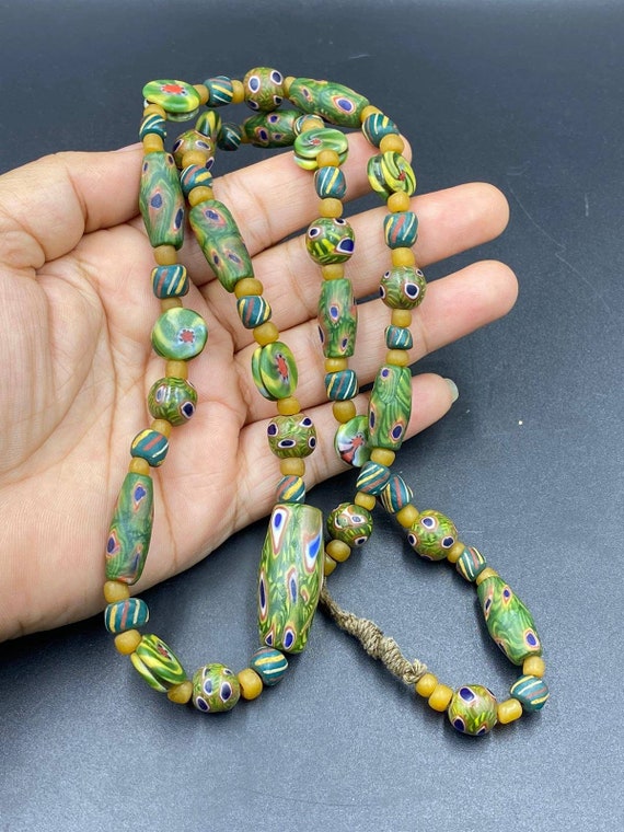 African glass on sale bead necklace