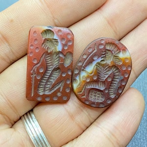 Rare!!! Old ancient very beautiful Bactrian carnelian signet cabochon intaglio