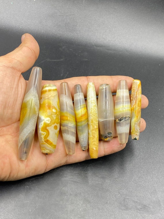 Rareold Ancient Antique Old Unique Banded Agate Stone Beads