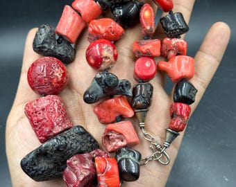 very beautiful old antique coral bead necklace collectible necklace