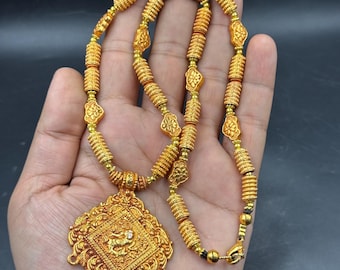 Rare magnifique collier tibétain vintage en plaqué or fait main tribal