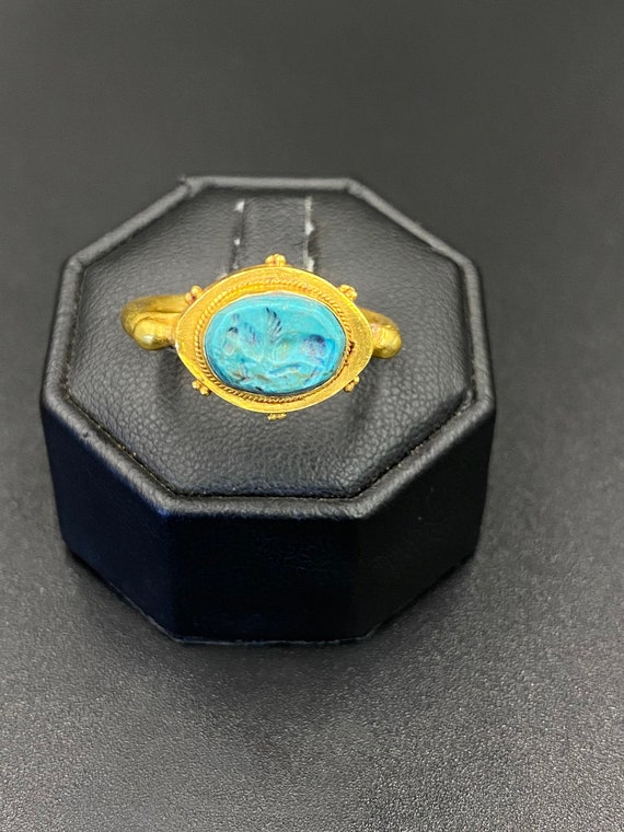 ancient signet turquoise gold ring