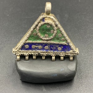 Afghan old vintage tribal solid silver amulet pendent old original ethnic