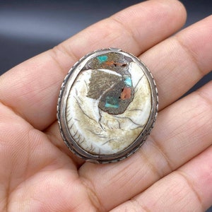 Beautifull vintage old tibetan shell beads with coral and turquoise inlay and Sterling silver