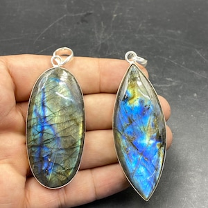 2 piece beautiful natural labradorite stone handmade pendent