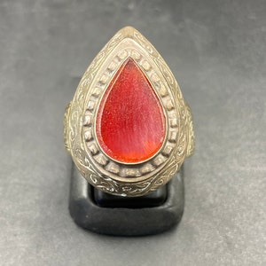 Antike alte natürliche karneolischen Stein rot aqeeq Achat massivesilber Ring
