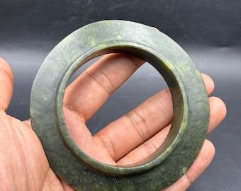 Rare old antique natural burmes green jade bangle authentic