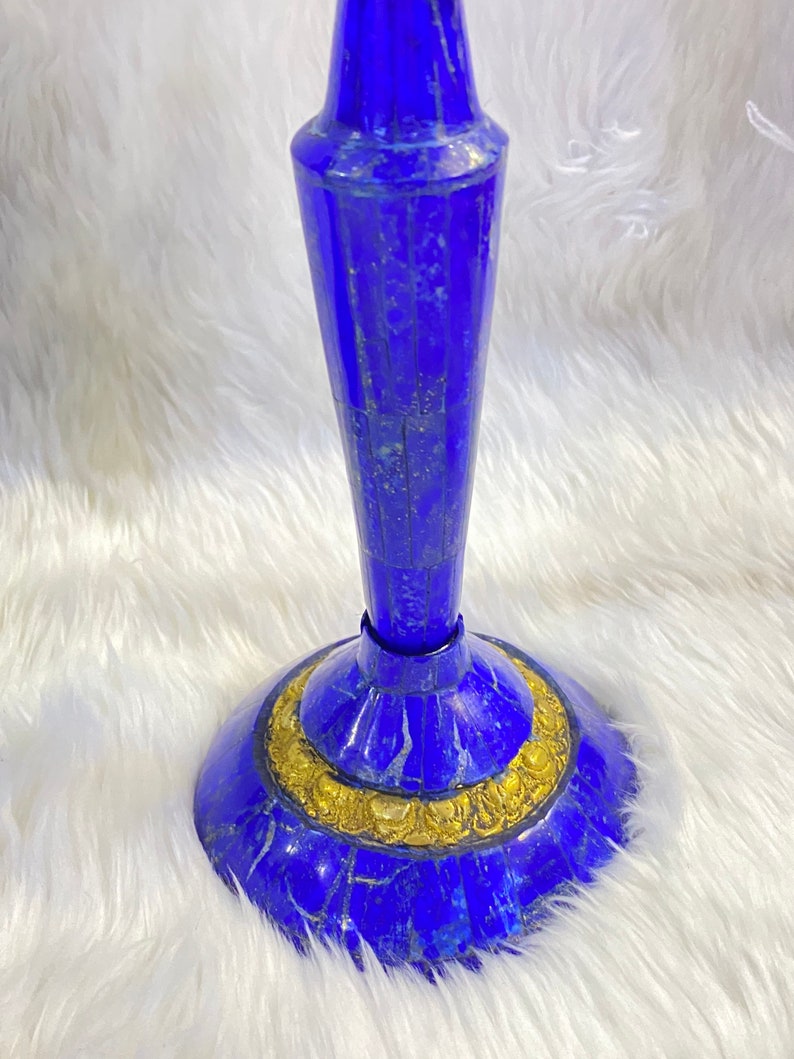 Very beautiful high quality natural lapis lazuli stone handmade candle holder decor from Afghanistan image 5