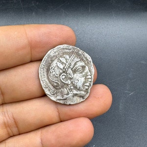 Rare old ancient genuine solid silver Greek unique coin