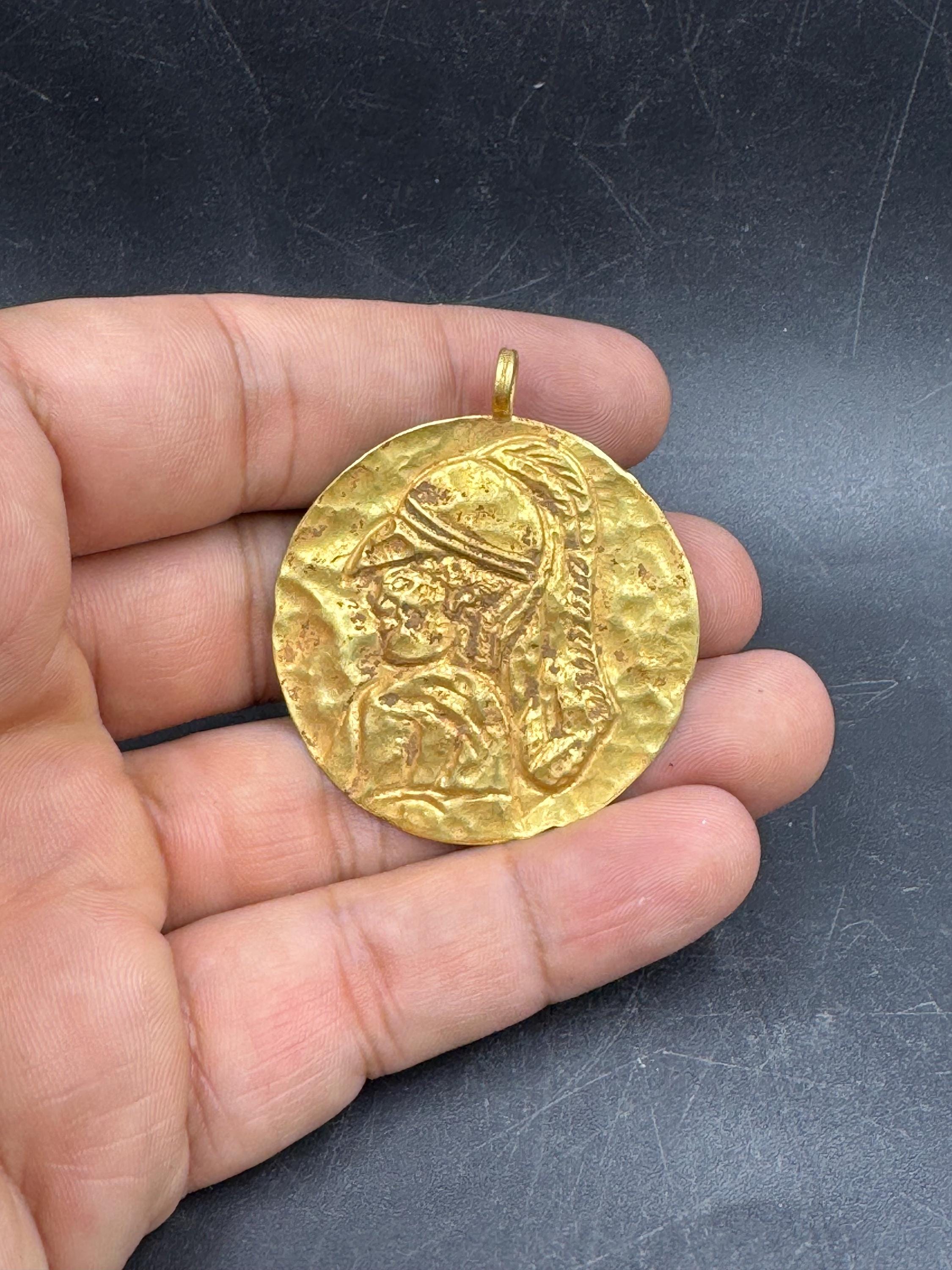 Old ancient genuine 18K Greek gold pendent unique piece