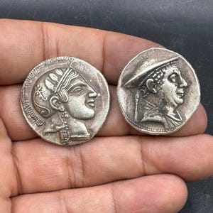Rare old ancient genuine solid Roman Greek silver coins collectible 2 PCs