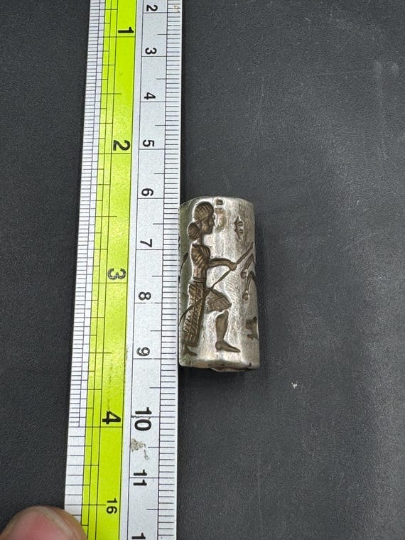 Rare old ancient Roman solid silver cylinder seal… - image 8